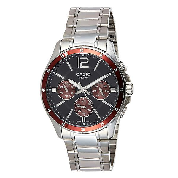 CASIO MTP1374D-5A Men's Stainless Steel Case and Band Black Dial Watch 1