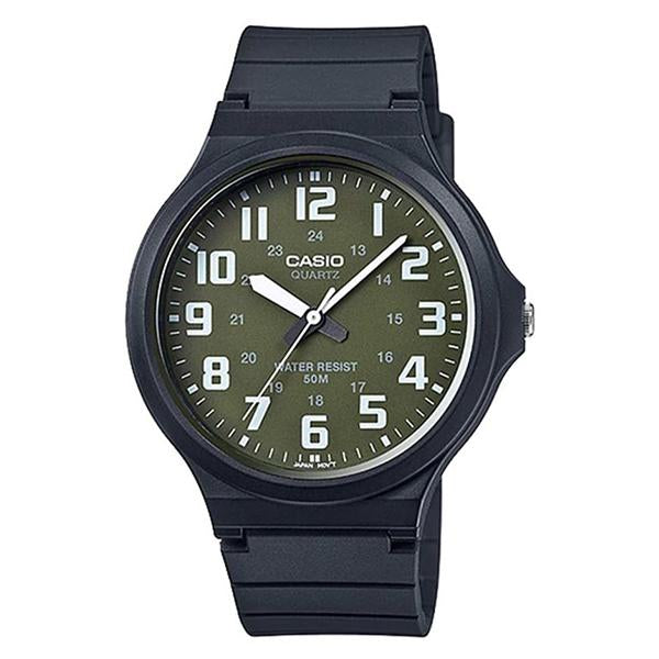 Casio Green Dial Resin Band Analog Watch - MW-240-3B