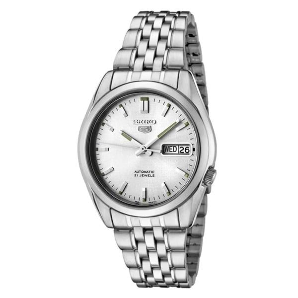 Seiko Men's White Dial Stainless Steel Case & Band Automatic Movement Watch SNK355K1 1