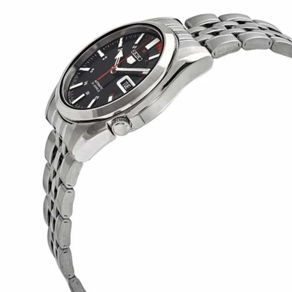 Seiko Men's Red and Black Dial Stainless Steel Case & Band Automatic Movement Watch SNK375K1 3