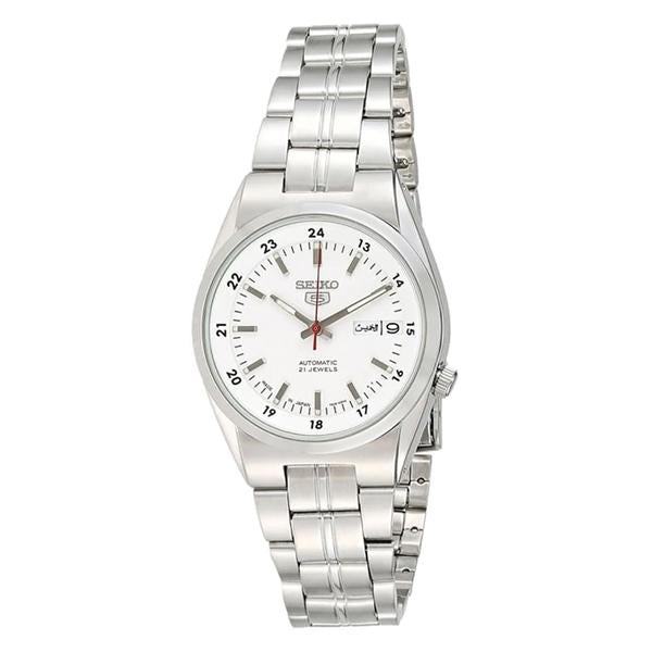 Seiko Men's White Dial Stainless Steel Case & Band Automatic Movement Watch SNK559J1 1