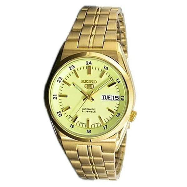 Seiko Men's Green Dial Gold Plated Stainless Steel Case & Band Automatic Movement Watch SNK578J1