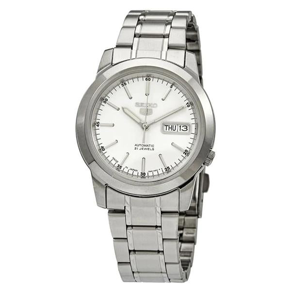 Seiko Men's White Dial Stainless Steel Case & Band Automatic Movement Watch SNKE49J1 1