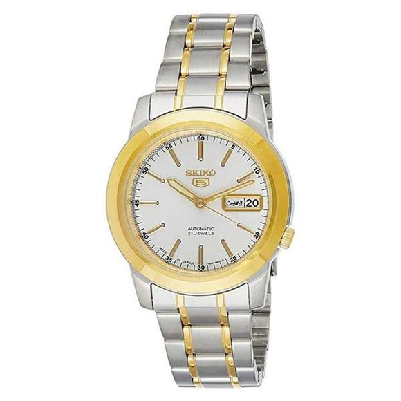 Seiko Men's White Dial Two Tone Stainless Steel Case & Band Automatic Movement Watch SNKE54J1 1