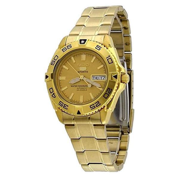 Seiko Men's Gold Plated Stainless Steel Automatic Watch - SNZB26J1