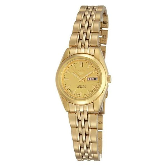 Seiko Women's Gold Dial Gold Plated Stainless Steel Case & Band Automatic Watch SYMA38J1  1