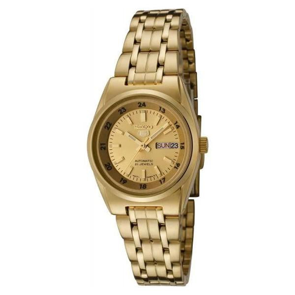 Seiko Women's Gold Dial Gold Plated Stainless Steel Case & Band Automatic Watch SYMC04J1