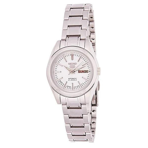 Seiko Women's White Dial Stainless Steel Case & Band Automatic Watch SYMK13J1  1