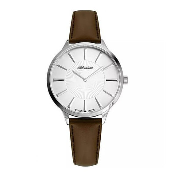 Adriatica Swiss Made Womens White Dial Leather Strap Watch A3211.5B13Q