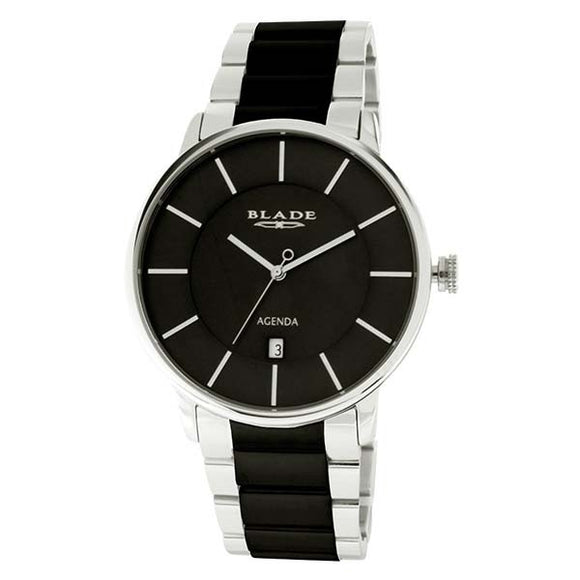 Blade men's Black Dial  Stainless Steel Case and Band with Ceramic Links Sphere SS Mono