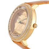 Blade women's Champagne Dial Tan Brown Genuine Leather Band PVD Gold Plating Stainless Steel Case Back The Dhow Gold 2