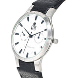 Eliz ES7689G1SWN SS Case Black Leather Strap Men's Watch