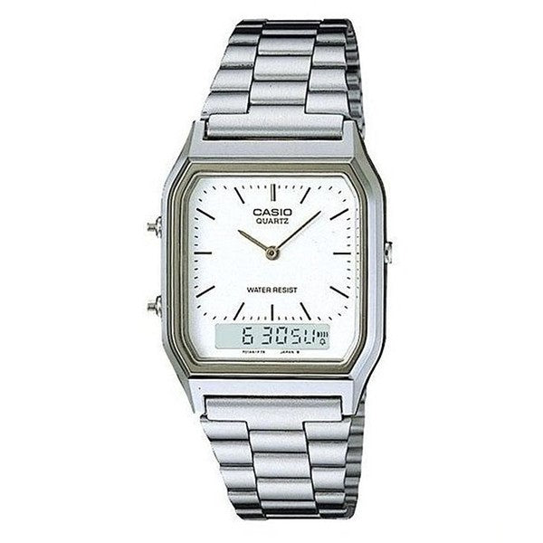 Casio Men's Silver Dial Case and band Digital and Analog Watch AQ230A-7D