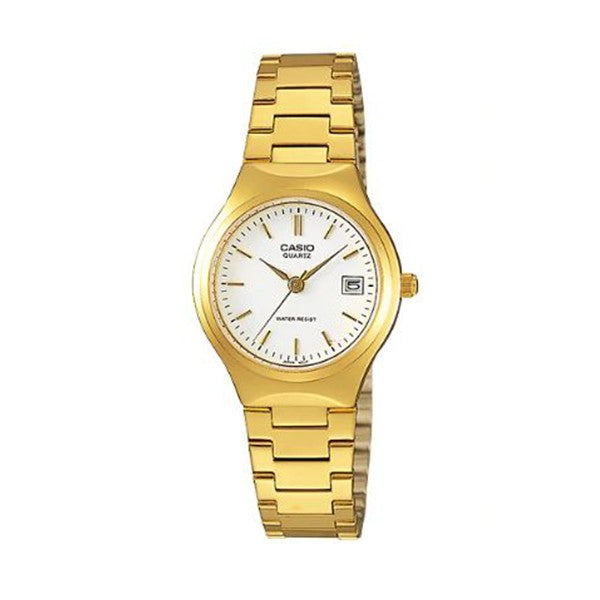 Casio Women's White Dial Gold Plated Analog Watch - LTP-1170N-7A