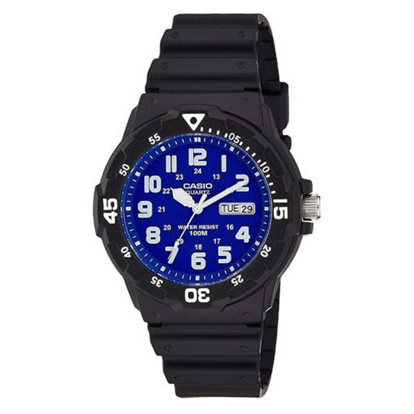 Casio Men's Blue Dial Black Resin Band Analog Watch MRW-200H-2B2