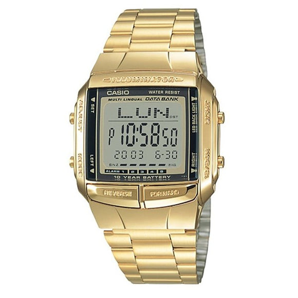 Casio Men's Grey Dial Gold plated Case and band Digital Watch DB360G-9A