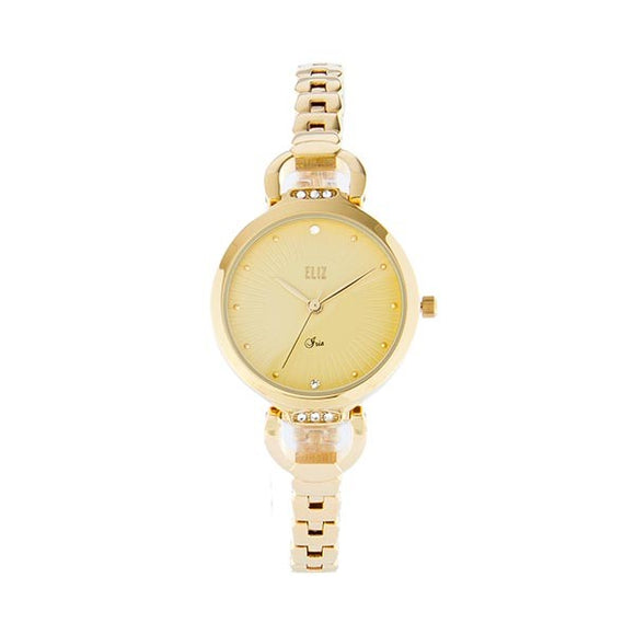 Eliz women's Champagne Dial Gold plated case and Band Analog Watch ES8532L2GCG