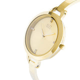 Eliz women's Champagne Dial Gold plated case and Band Analog Watch ES8539L2GCG 2