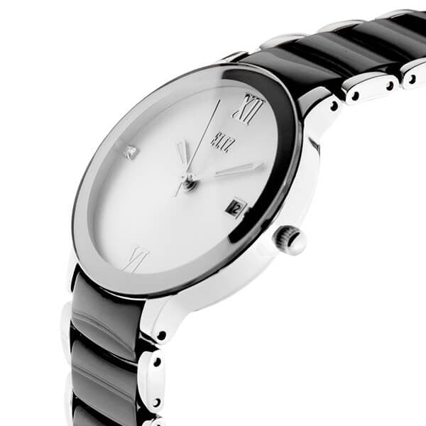 Eliz Women's White Dial Black ceramic Band stainless steel case Analog Watch ES8540L4SWN 2