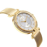 Eliz women's White Mother of pearl Dial Gold plated case and mesh band analog watch ES8562L2GWG 2