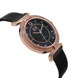 Eliz women's Black Mother of pearl Dial Rose Gold plated case Black plated mesh band analog watch ES8562L2RNN 2