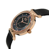 Eliz women's Black Mother of pearl Dial Rose Gold plated case Black plated mesh band analog watch ES8562L2RNN 3