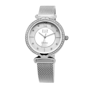 Eliz women's White Mother of pearl Dial stainless steel case and mesh band analog watch ES8562L2SWS 1