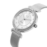 Eliz women's White Mother of pearl Dial stainless steel case and mesh band analog watch ES8562L2SWS 4