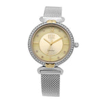 Eliz women's Champagne Mother of pearl Dial stainless steel case and mesh band analog watch ES8562L2SCS 1