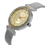 Eliz women's Champagne Mother of pearl Dial stainless steel case and mesh band analog watch ES8562L2SCS 3