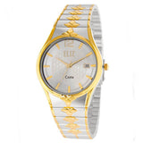 Eliz men's White dial Gold and Silver plated case and band Analog ES8568G2TWT Watch