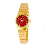 Eliz Women's Red dial Gold plated case and band Analog ES8568L2GRG Watch