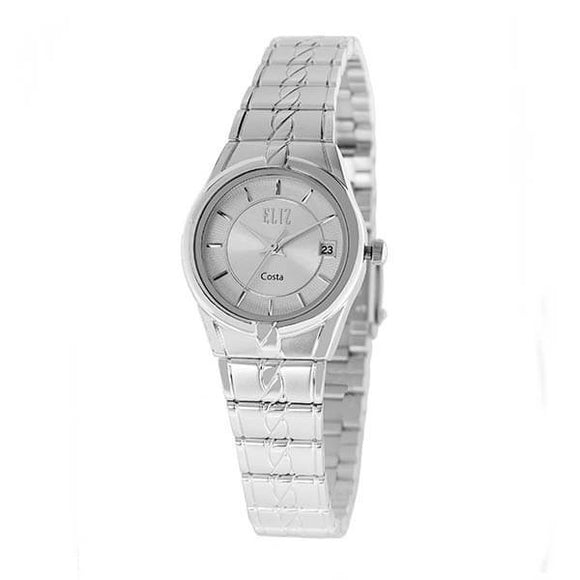 Eliz Women's White Dial Silver plated case and band Analog ES8569L2SWS Watch