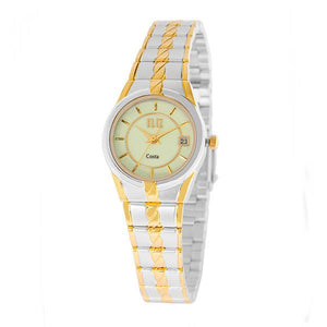 Eliz Women's Luminous Dial Gold and Silver plated case and band Analog ES8569L2TLT Watch