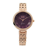 Eliz Women's Purple Dial Rose Gold plated stainless steel case and Band Analog Watch ES8606L2RVR