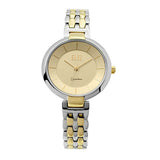 Eliz Women's Champagne Dial Two-Tone Gold plated stainless steel case and Band Analog Watch ES8606L2TCT