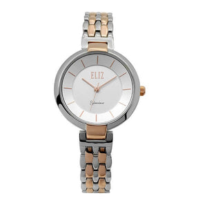 Eliz Women's White Dial Two-Tone Rose Gold plated stainless steel case and Band Analog Watch ES8606L2UWU 1