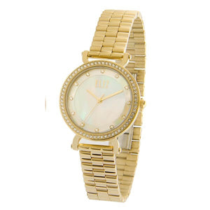 Eliz Women's White Mother of pearl Dial Gold plated stainless steel case and Band Analog Watch ES8617L1GHG