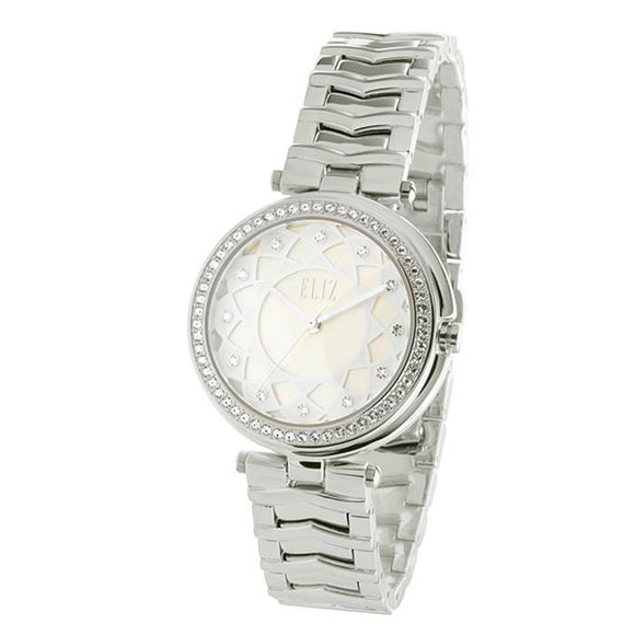 Eliz Women's White Mother of pearl Dial stainless steel case and Band Analog Watch ES8617L1SHS