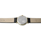 Eliz Men's Champagne Dial Black Genuine Leather strap Gold plated Steel case Watch ES8634G1GCN 4