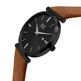 Eliz Men's Black Dial Tan Genuine Leather strap Black plated Steel case Watch ES8634G1NND 3