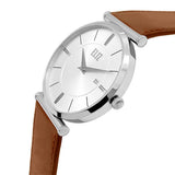 Eliz Men's White Dial Tan Genuine Leather strap Steel case Watch ES8634G1SWD 2