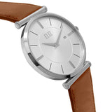Eliz Men's White Dial Tan Genuine Leather strap Steel case Watch ES8634G1SWD 3