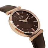 Eliz Women's Brown Dial Brown Genuine Leather strap Rose Gold plated Steel case Watch ES8634L1ROO 3