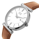 Eliz Women's White Dial Tan Genuine Leather strap Steel case Watch ES8634L1SWD 2