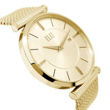 Eliz Men's Champagne Dial Gold plated Stainless Steel Case and Mesh Band Watch ES8635G1GCG 3