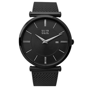Eliz Men's Black Dial Black plated Stainless Steel Case and Mesh Band Watch ES8635G1NNN 1