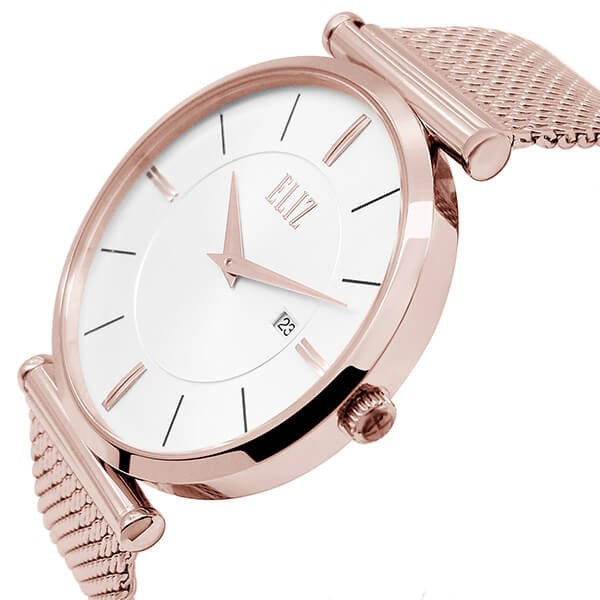 Eliz Men's White Dial Rose Gold plated Stainless Steel Case and Mesh Band Watch ES8635G1RWR 2