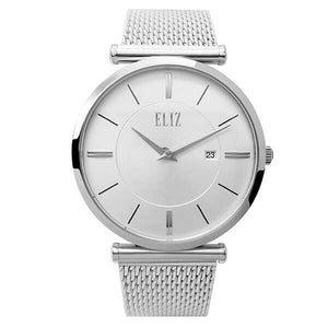 Eliz Men's White Dial Stainless Steel Case and Mesh Band Watch ES8635G1SWS 1