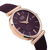 Eliz Women's Purple Dial Rose Gold plated Stainless Steel Case Purple Mesh Band Watch ES8635L1RVV 3